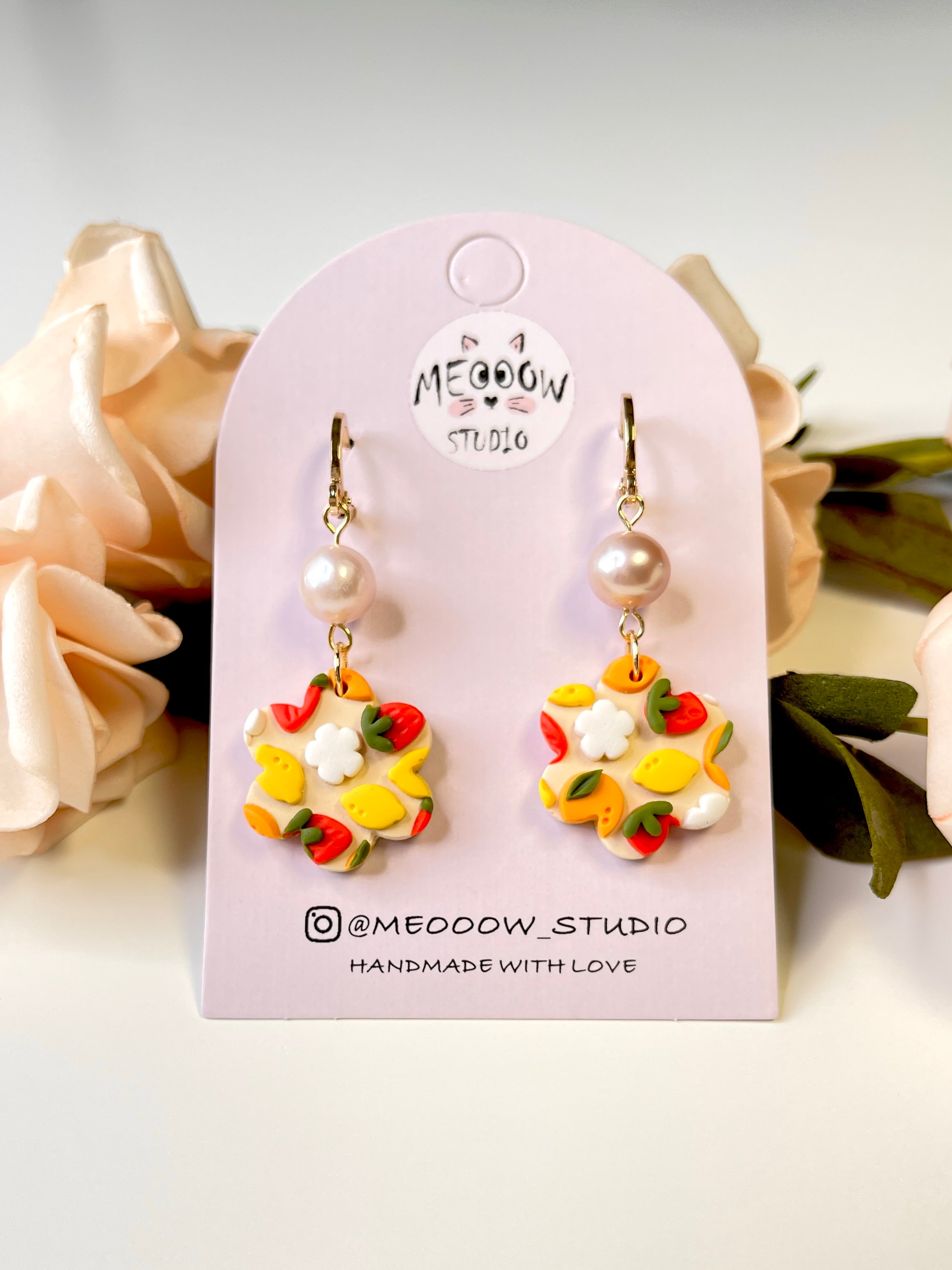 Polymer clay online fruit earrings