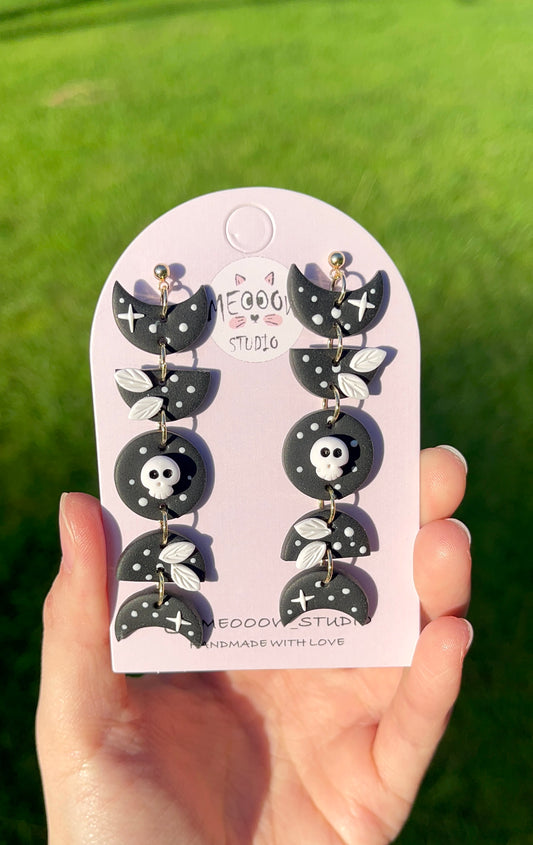 Skull Moon Phase Earrings